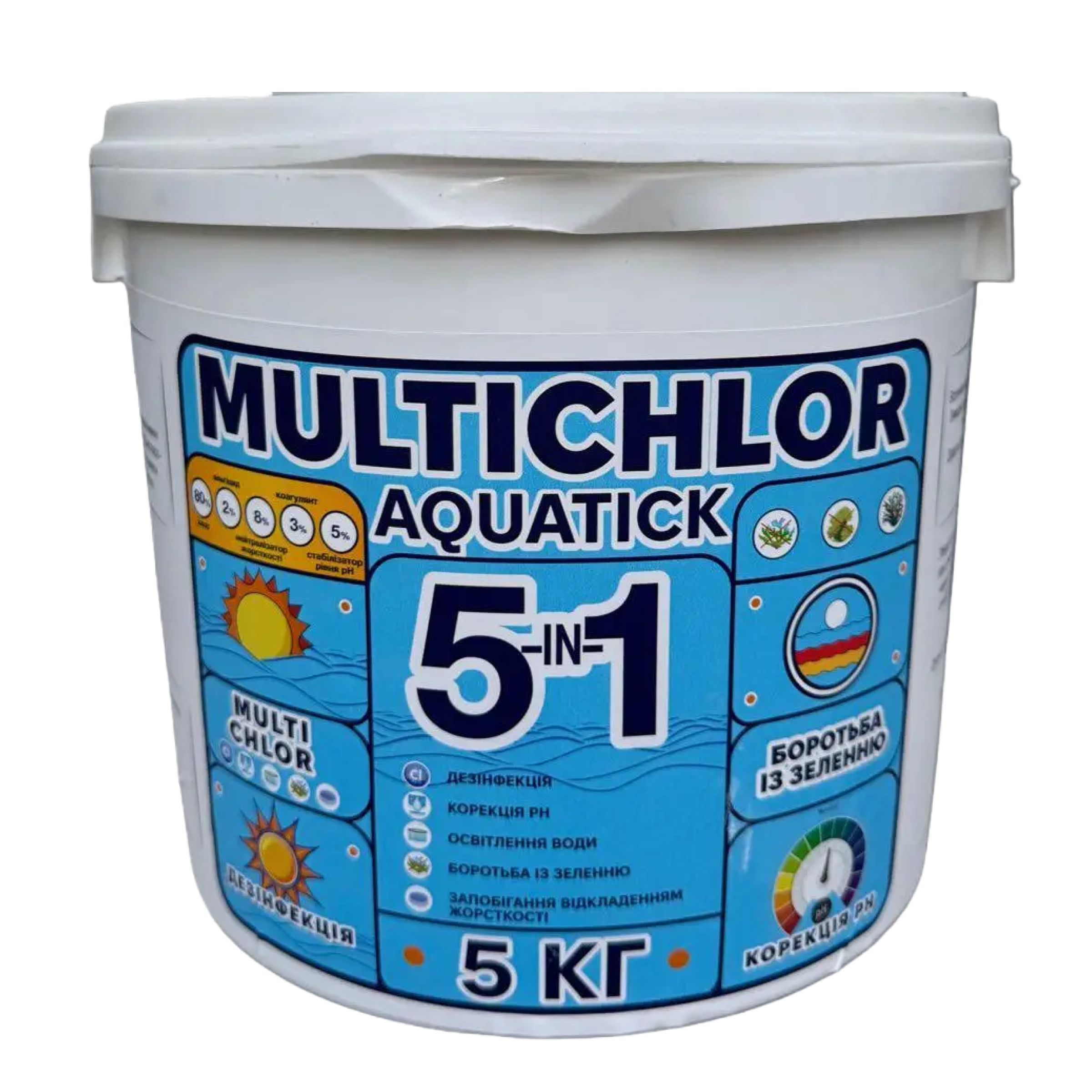 Химия для бассейна Aquatick MultiChlor 5 в 1-5 кг 200 г/шт. (27282667) - фото 1