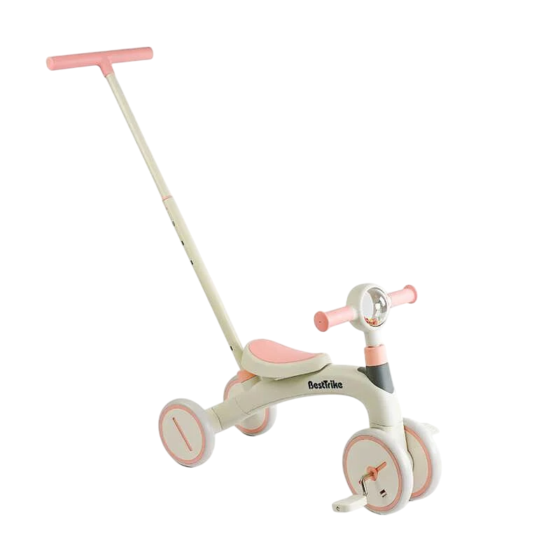 Велосипед 3-х колесный Best Trike материал рамы нейлон/колеса передние 8"/задние 6" родительская ручка White/Pink (163781)