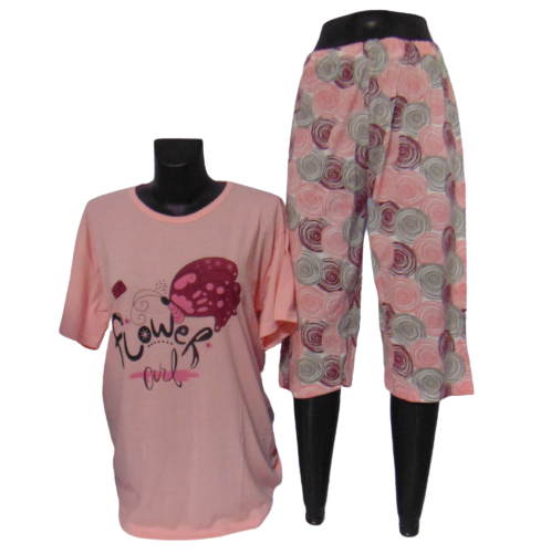 Пижама женская футболка/капри Cotton More 28010 2XL Розовый (1871183476)