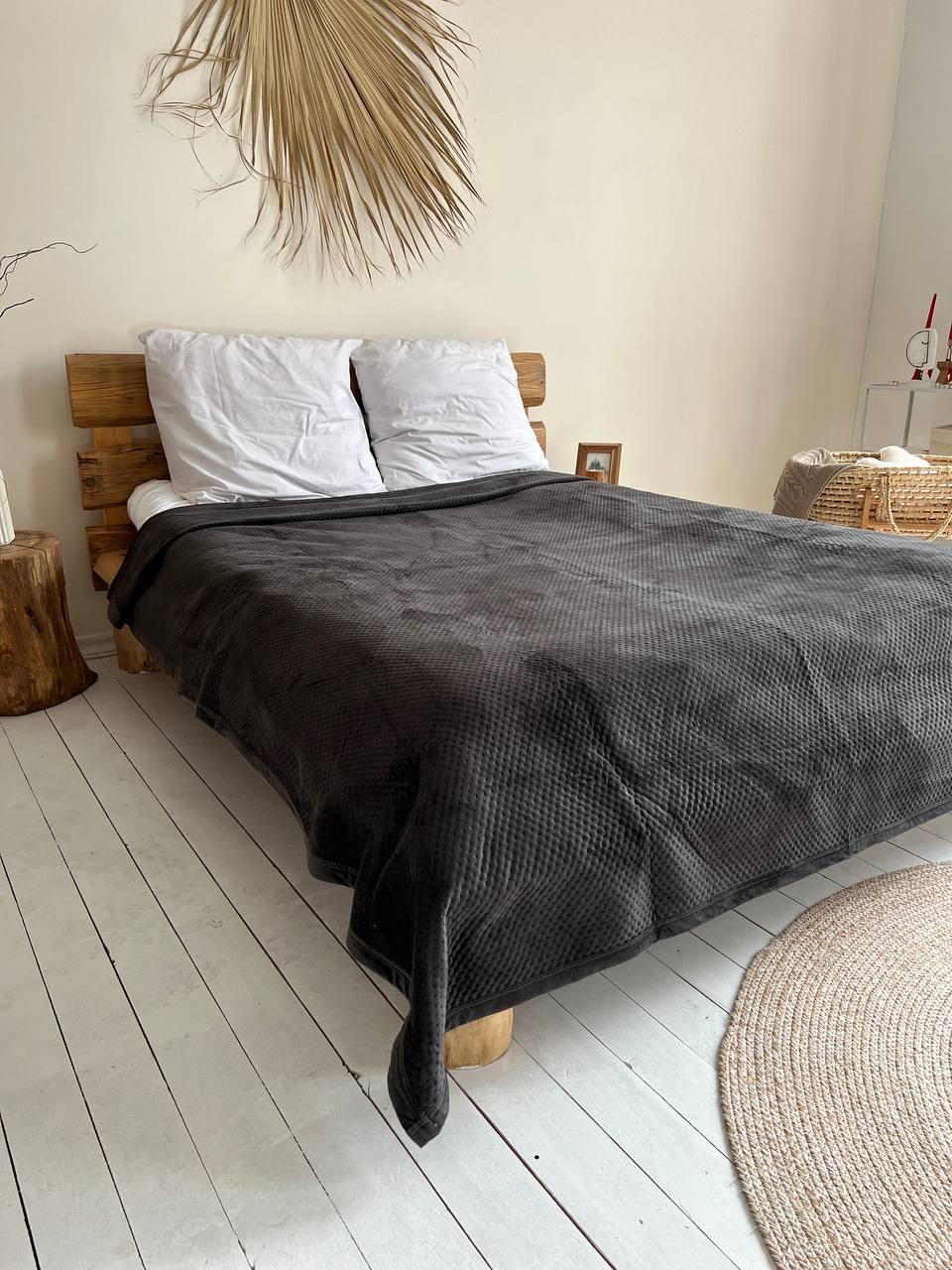 Плед-покривало Класичний Хрестик котоновий 210х230 см Графітовий (27666-4)