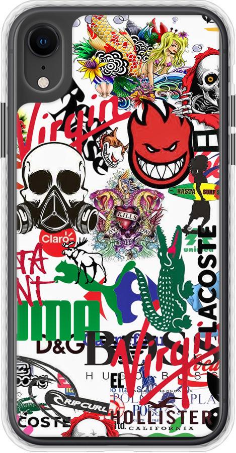 Чехол на iPhone XR Many different logos (4022pc-1560-42517)