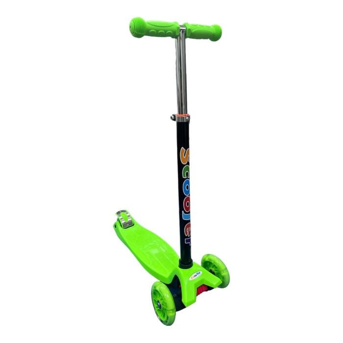 Самокат детский Scooter Maxi складной с кнопкой PU колеса 12/9 см металл/пластик до 60 кг для детей 3-5 лет Зеленый (16km)