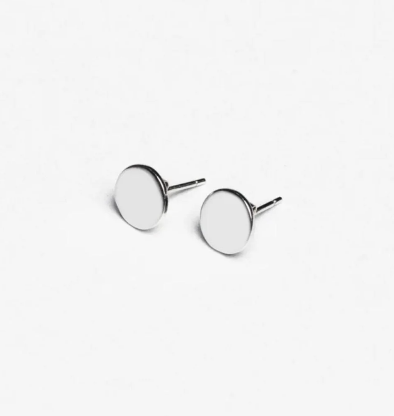 Серебряные сережки гвоздики на фиксаторах монетки без камней серебро 925 пробы родированное 1,20 г (с2/1078)