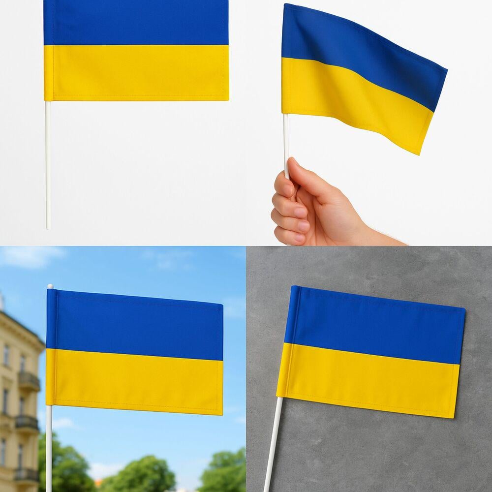 Флаг Украины на палочке габардин 24х16 см Желто-синий (26912) - фото 3 Флаг Украины на палочке габардин 24х16 см Желто-синий (26912) - фото 3
