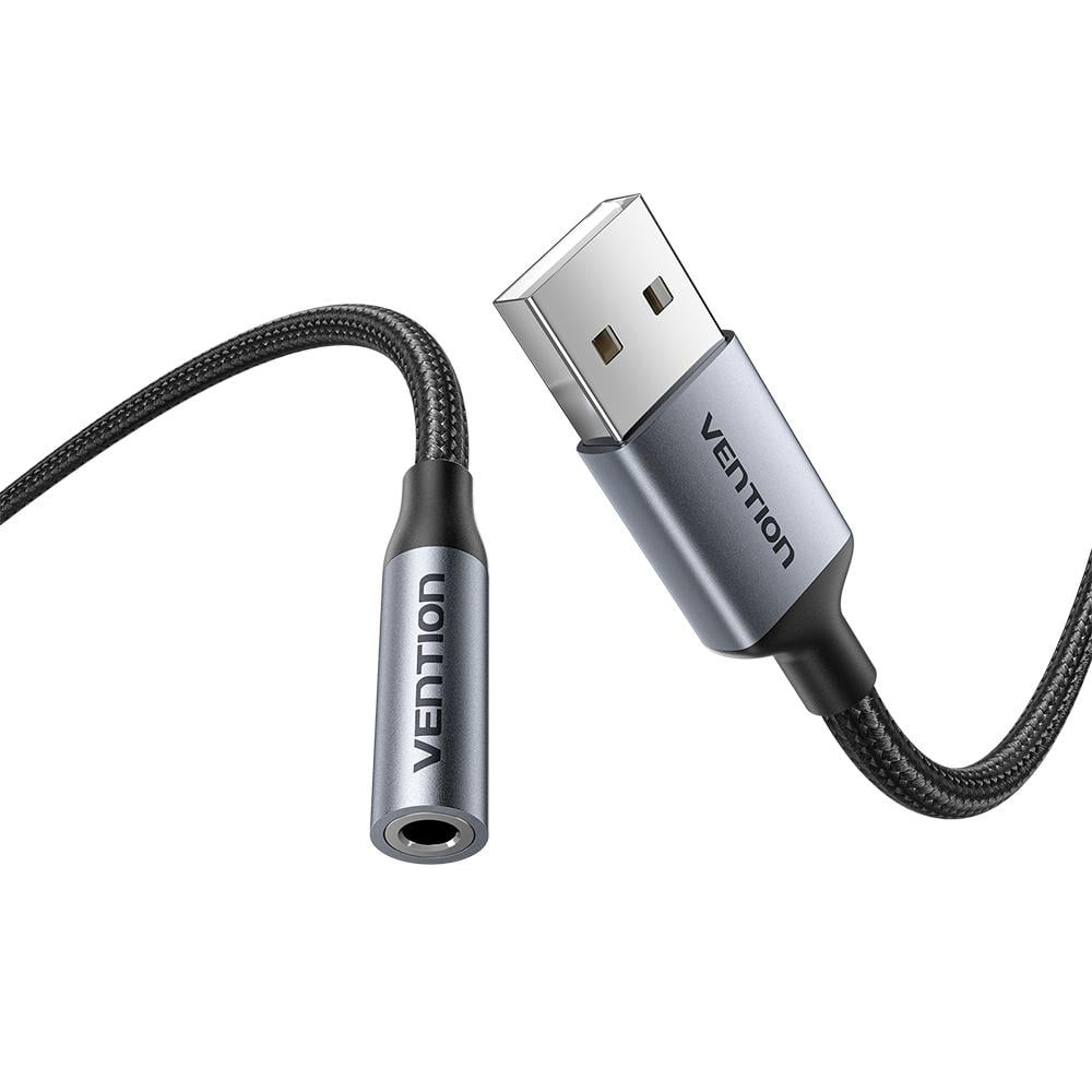 Зовнішня звукова карта USB Vention 3.5 мм 0.25 м Сірий (CVFHC)
