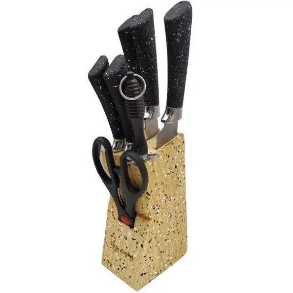 Набор ножей Rainberg RB-8806 на 8 предметов с ножницами и подставка Черный (5730)