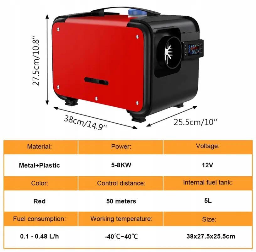 Обігрівач дизельний автономний LCD 12 В 5-8 кВт (14328213796) - фото 9