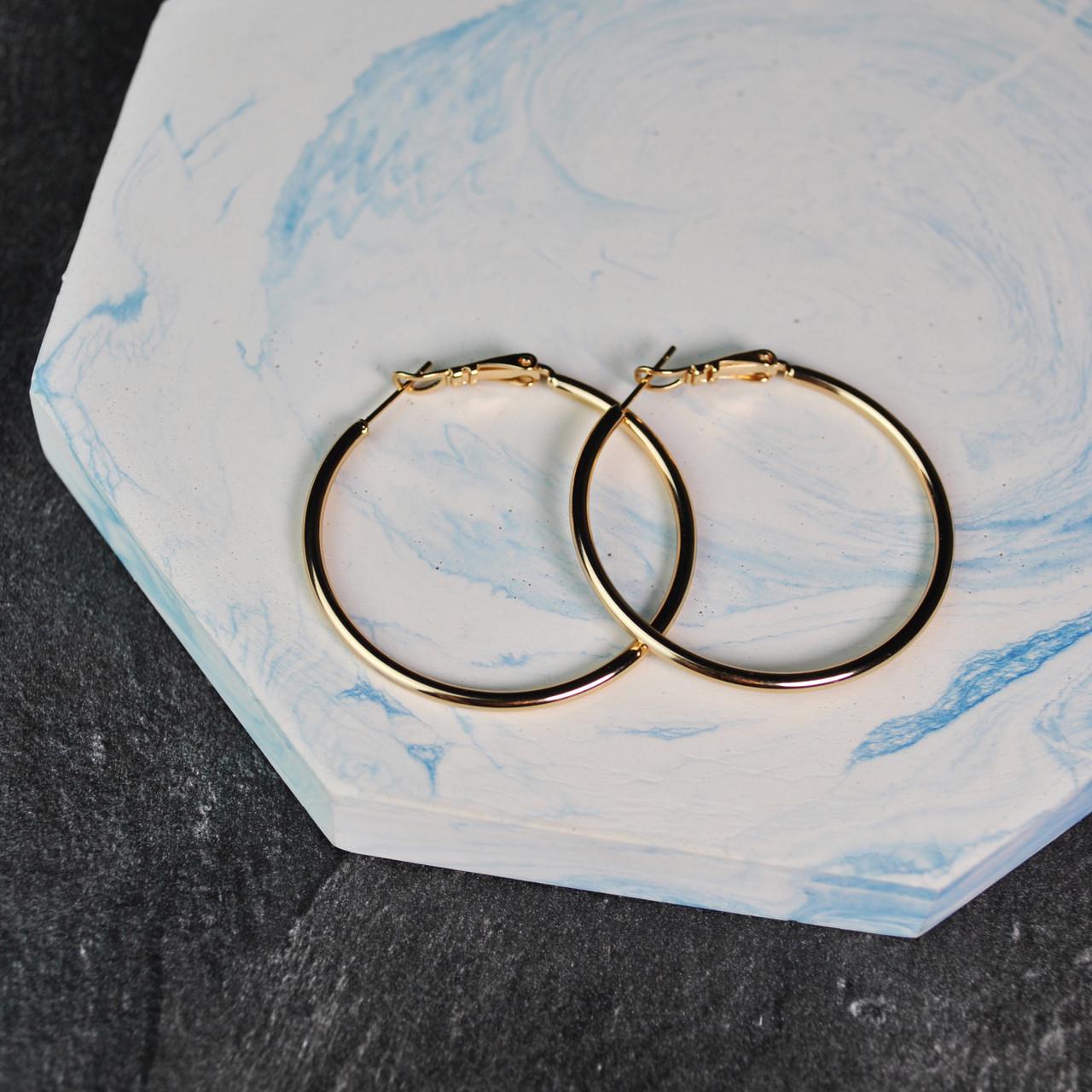 Сережки кільця конго медична сталь позолота 4 см (x059-2) - фото 4 Сережки кільця конго медична сталь позолота 4 см (x059-2) - фото 4