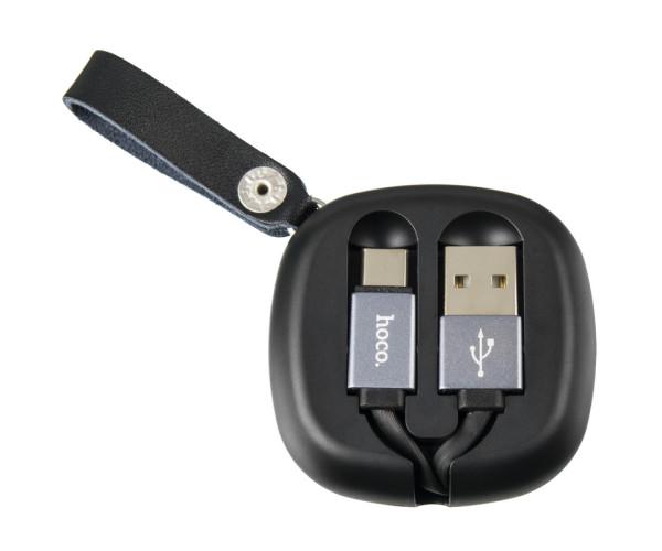 Кабель-USB Hoco U33 Retractable Type-C 0,9 м Black - фото 2