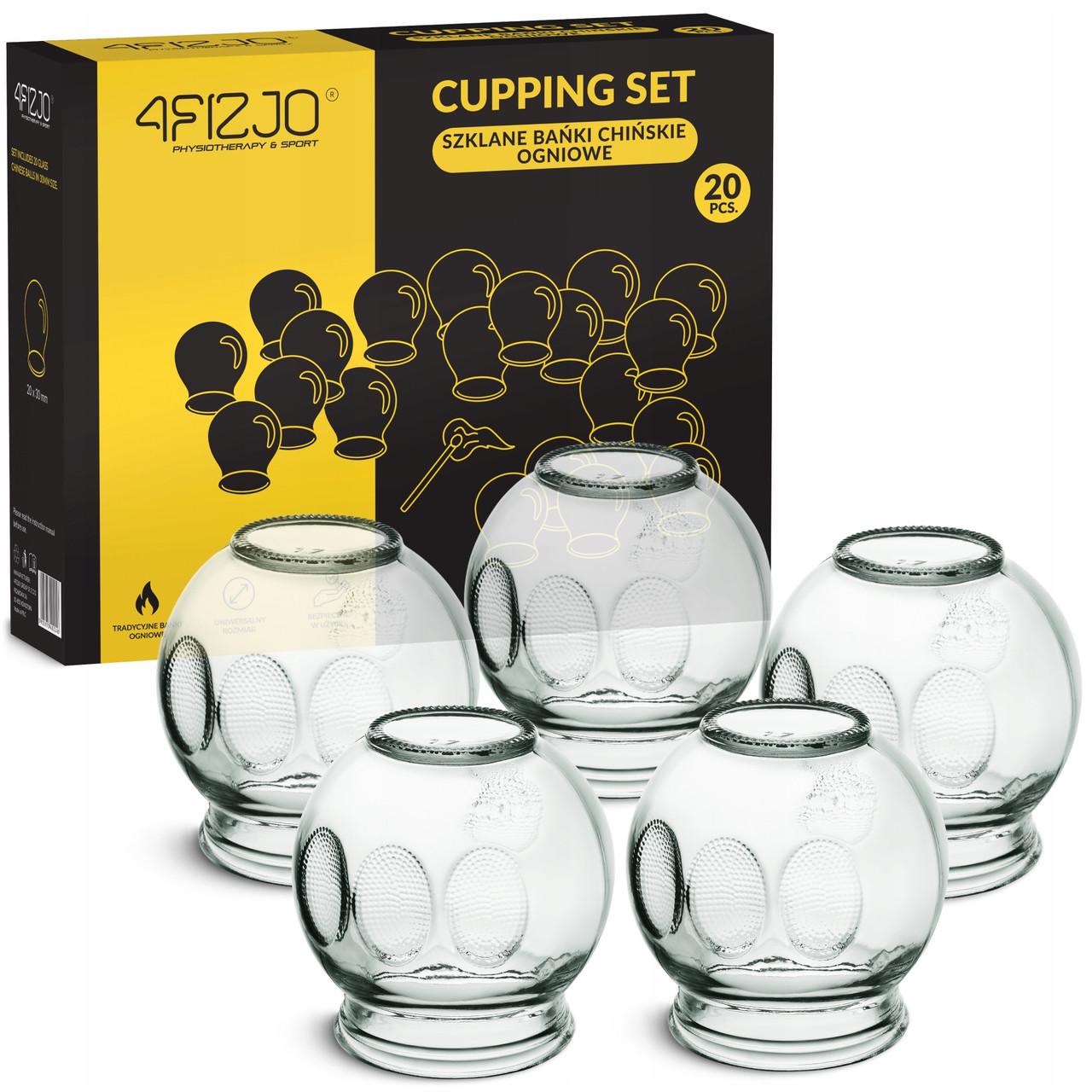Банки вакуумні масажні 4FIZJO для тіла атницелюлітні скляні 20 шт. (P-5905973402248)