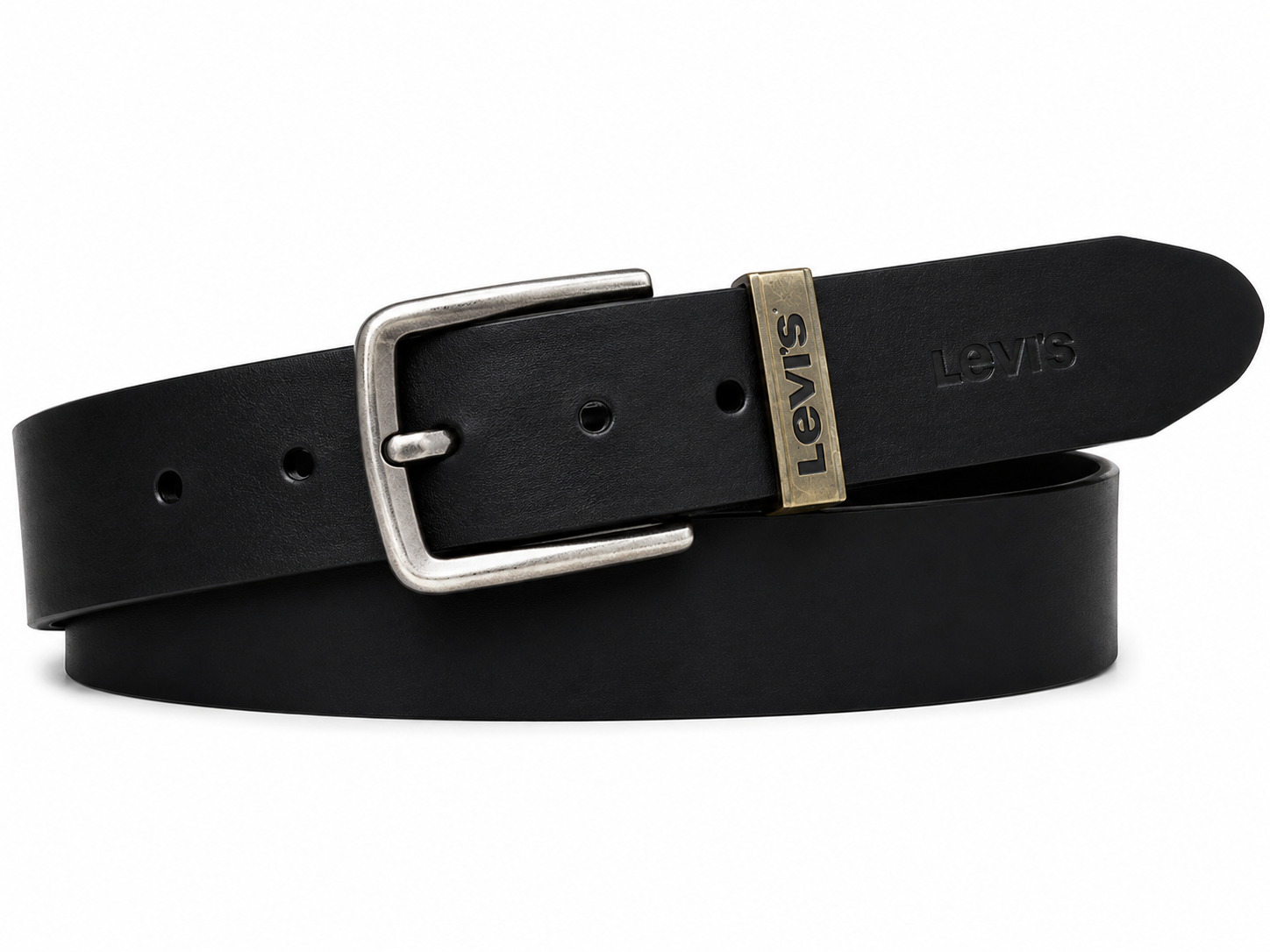 Ремінь чоловічий шкіряний в стилі LEVIS 125 см Чорний (36926631)