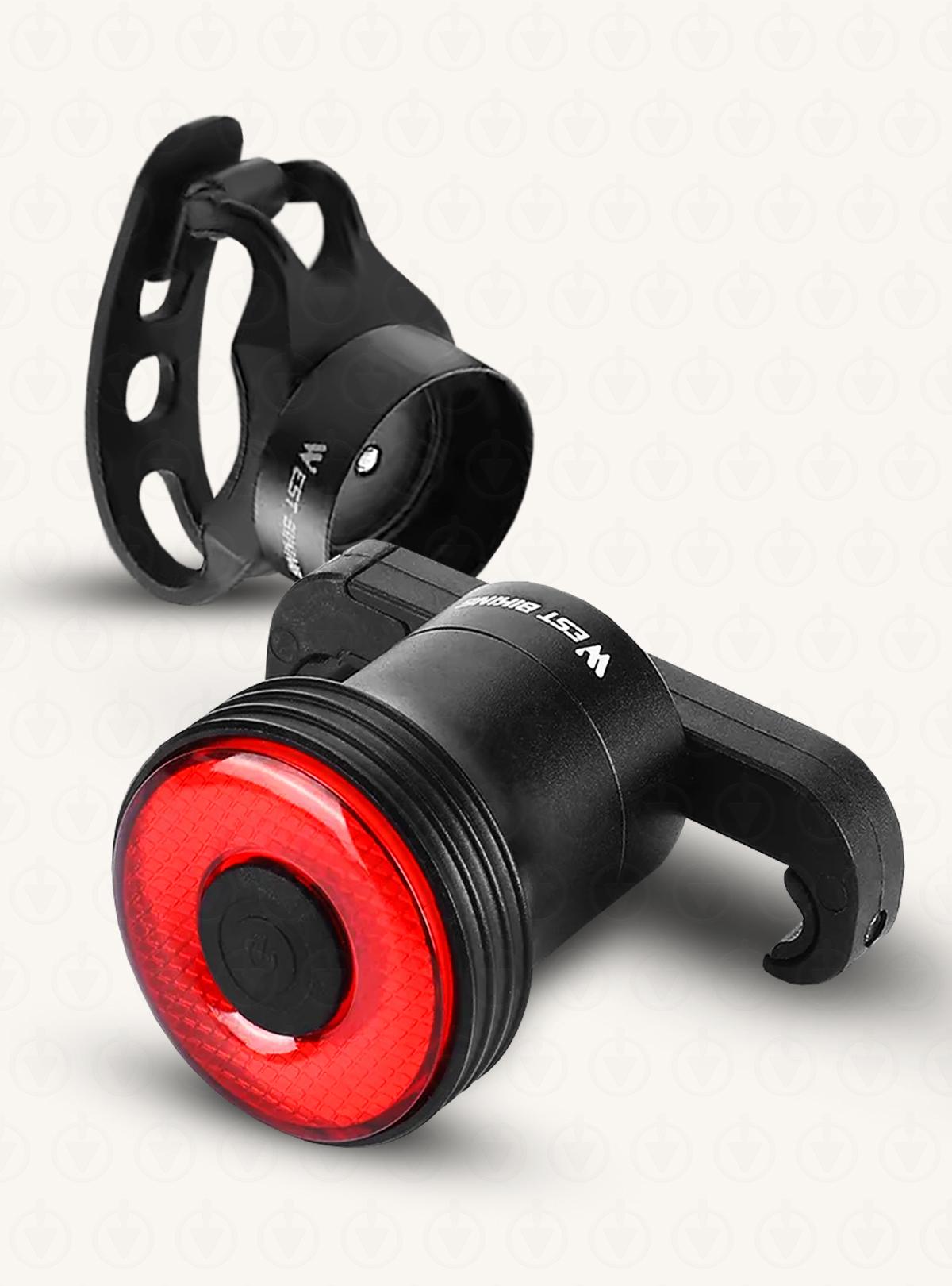 Задняя фара велосипедная аккумуляторная 5 режимов West Biking фонарь для велосипеда Черный (73565)