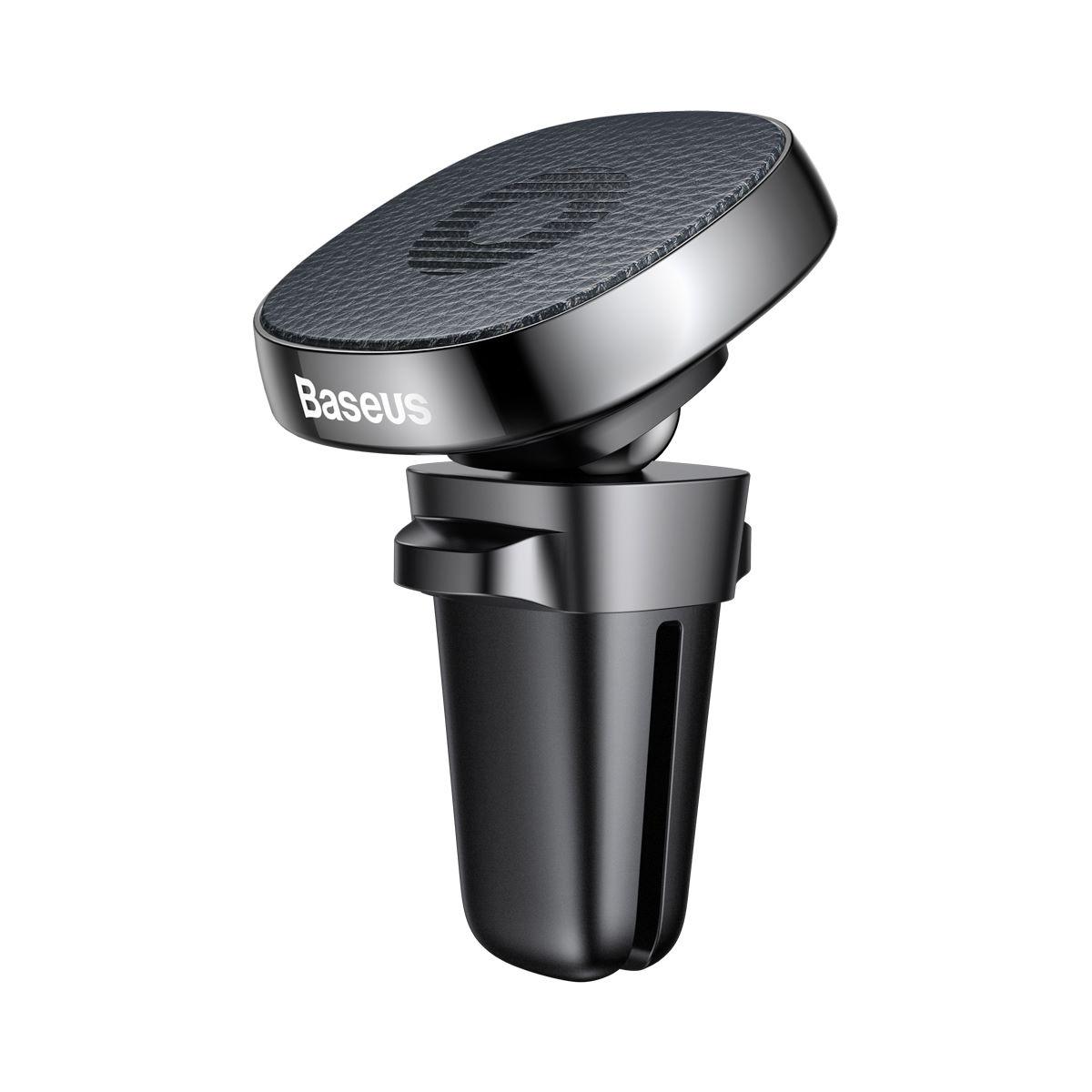 Тримач для телефону в машину BASEUS Privity Series Pro Air Outlet Magnet Bracket Genuine Leather Black (SUMQ-PR01)