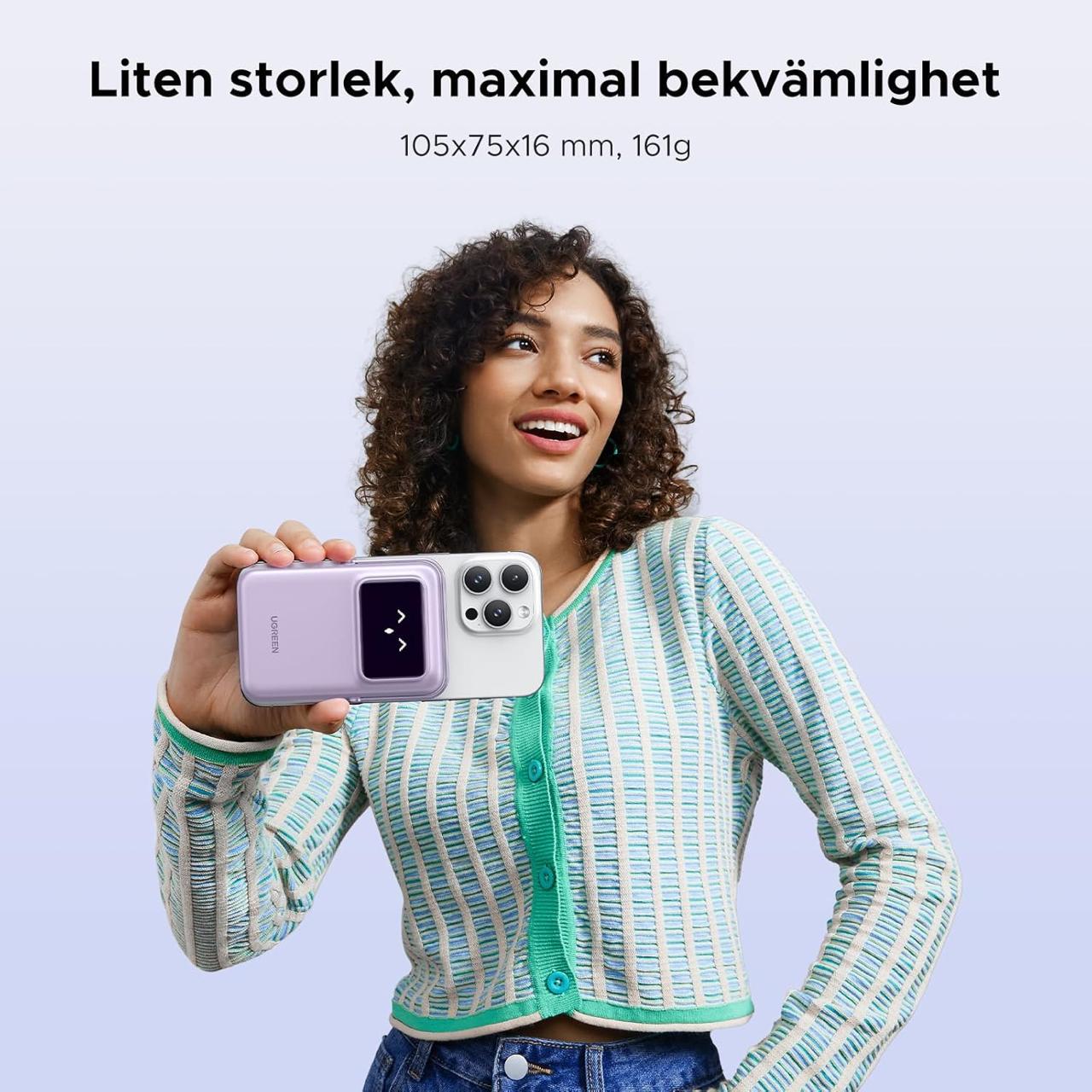 Повербанк беспроводной Ugreen PB572 Magnetic Magsafe 10000 mah 20W для iPhone Фиолетовый (28780602) - фото 9 Повербанк беспроводной Ugreen PB572 Magnetic Magsafe 10000 mah 20W для iPhone Фиолетовый (28780602) - фото 9