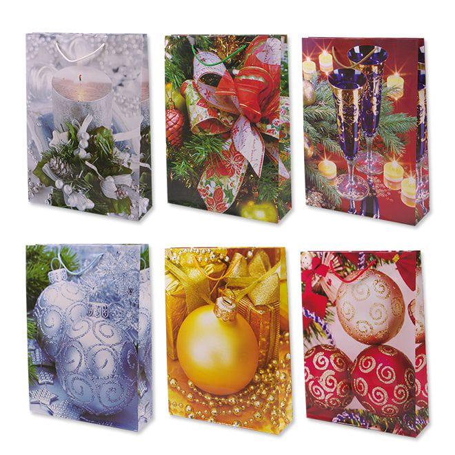 Пакет подарочный новогодний Flora Микс 27х9х38 см 12 шт. (9446)