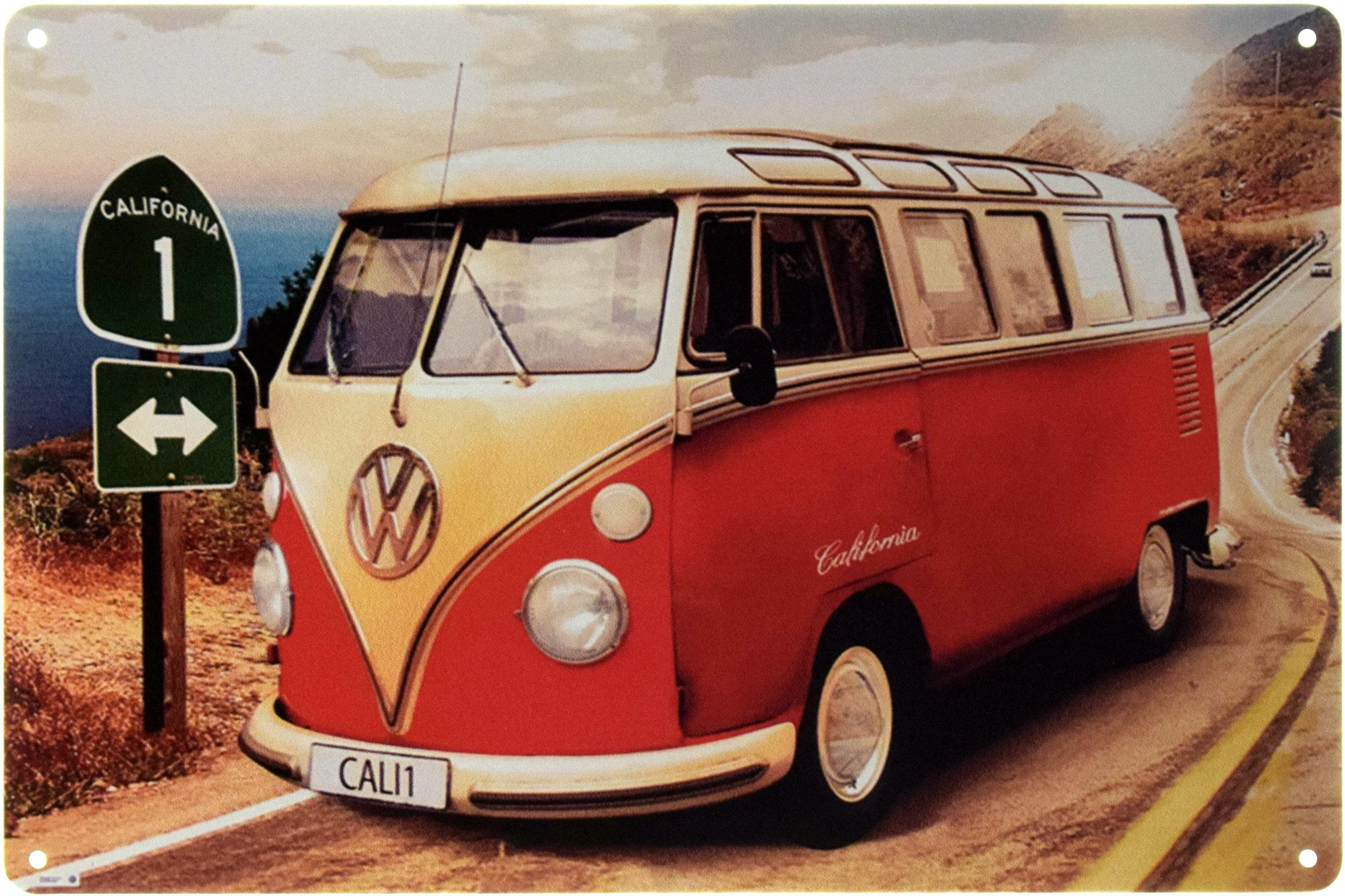 Табличка металлическая Volkswagen Bus California 20x30 см