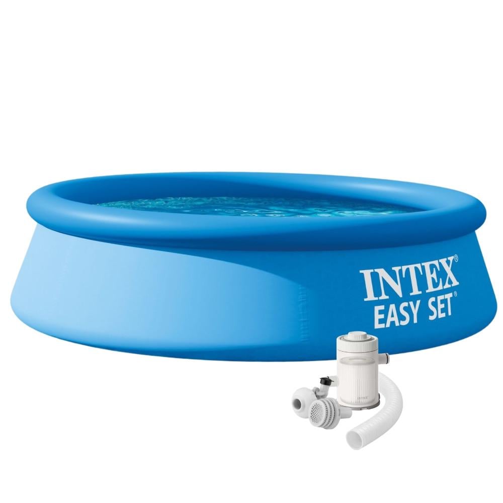 Бассейн надувной круглый Easy Set Intex 28108 с картриджным фильтр-насосом 244х61 см Синий (147-9-28108)