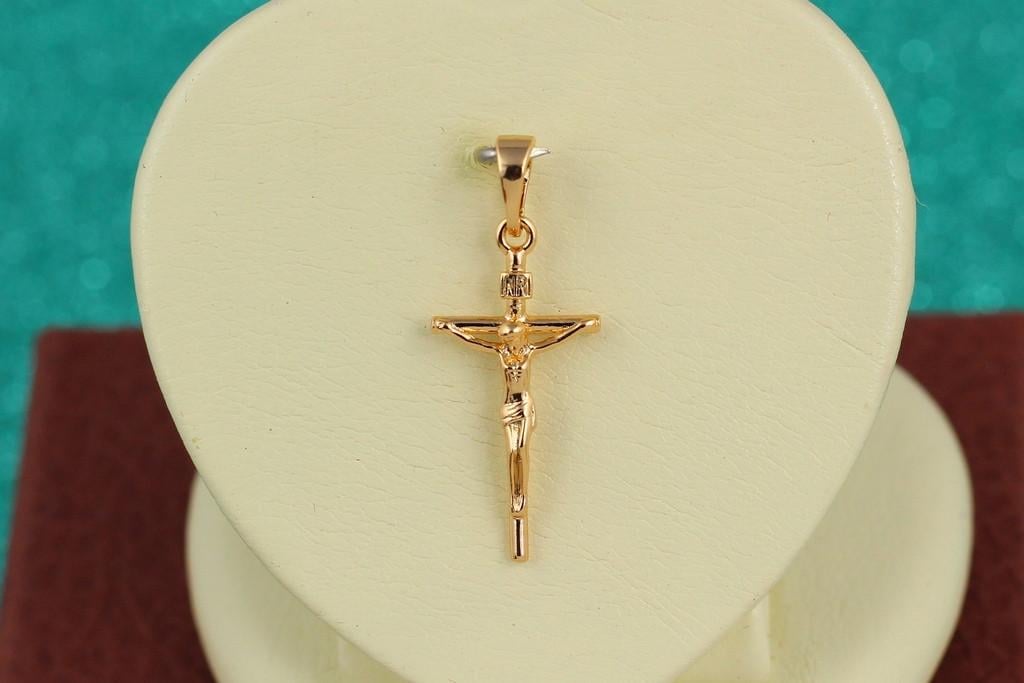Крестик Xuping Jewelry тоненький с распятьем 2,4 см Золотистый (2232874360)