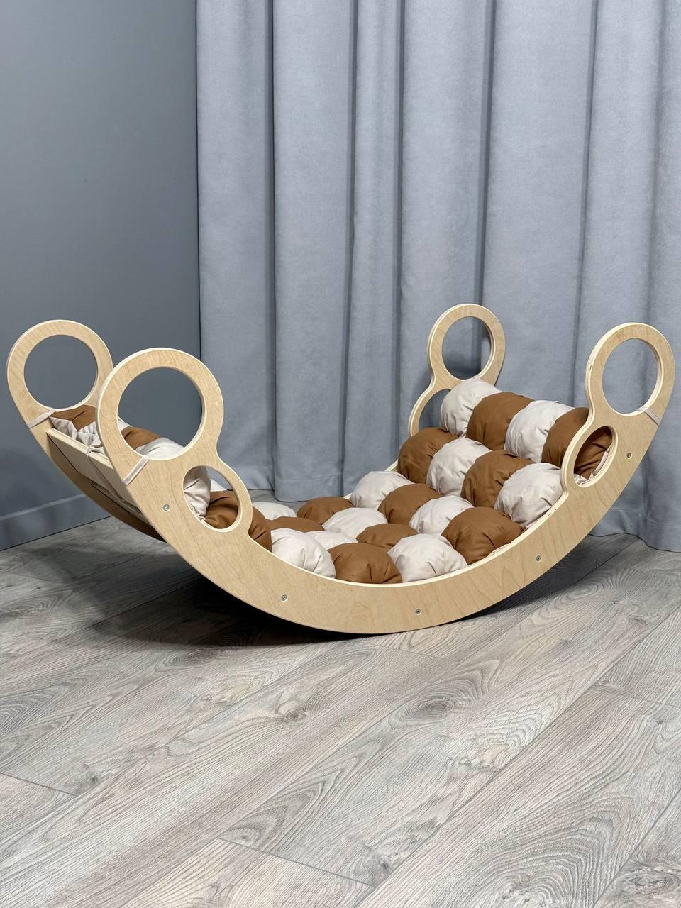 Детская кроватка качалка-балансир 12 с матрасиком бонбон (0012/Б)