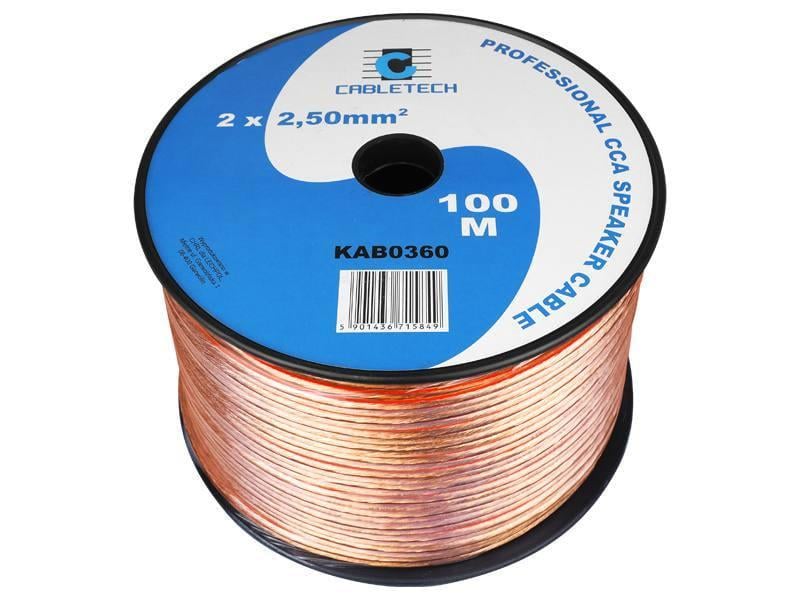 Кабель акустический Cabletech KAB-0360 2 жилы 2,5 мм2 CCA 100 м Прозрачный (1287996981)