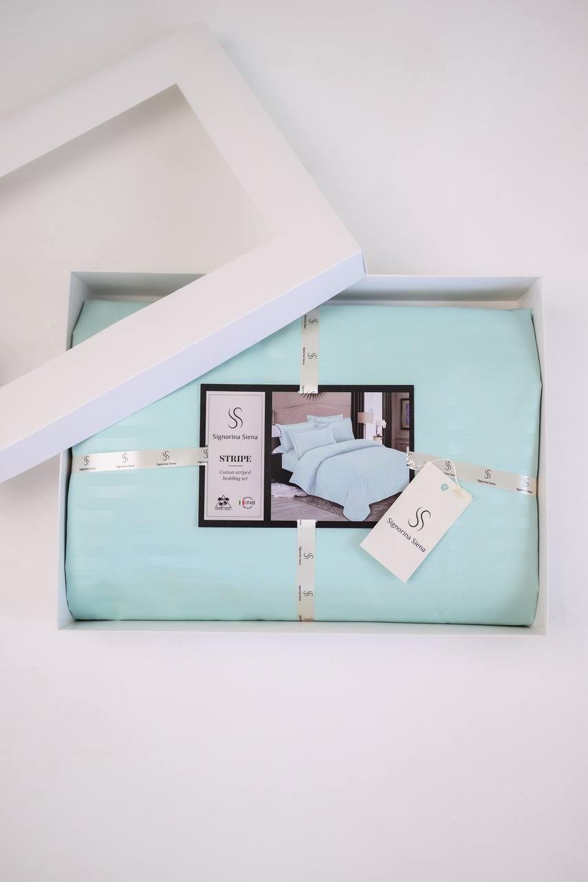 Комплект постільної білизни Signorina Siena зі страйп-сатину сімейний 50х70 см/70х70 см М'ятний (0013S) - фото 1 Комплект постільної білизни Signorina Siena зі страйп-сатину сімейний 50х70 см/70х70 см М'ятний (0013S) - фото 1
