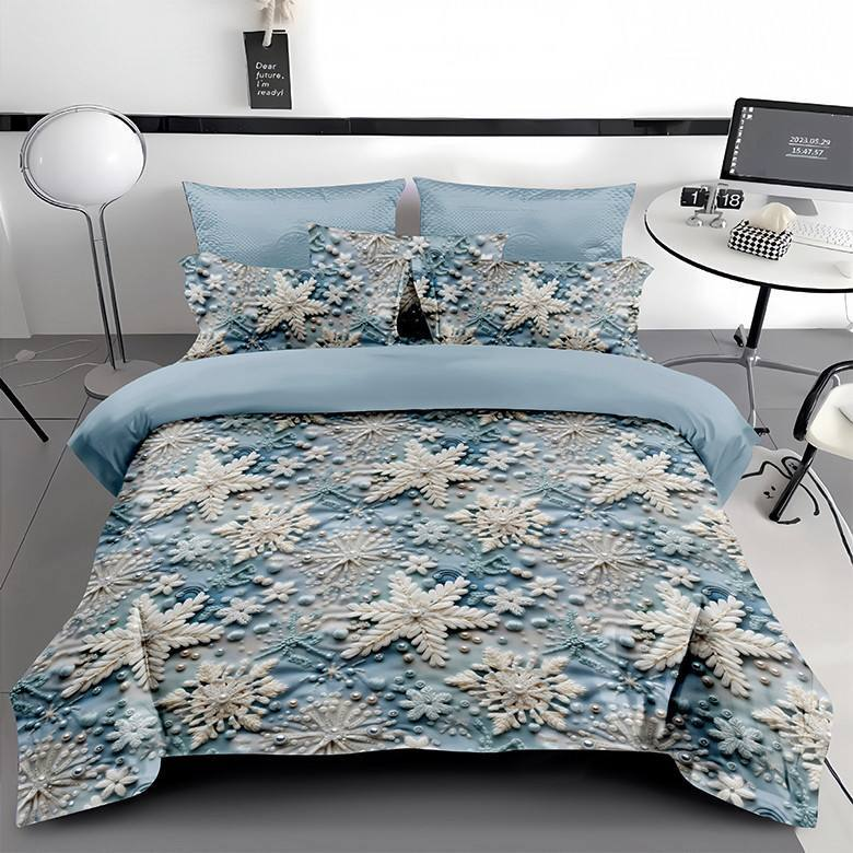 Постельное белье сатин 5D двуспальное 70х70 см Светло-Синий - фото 1 Постельное белье сатин 5D двуспальное 70х70 см Светло-Синий - фото 1