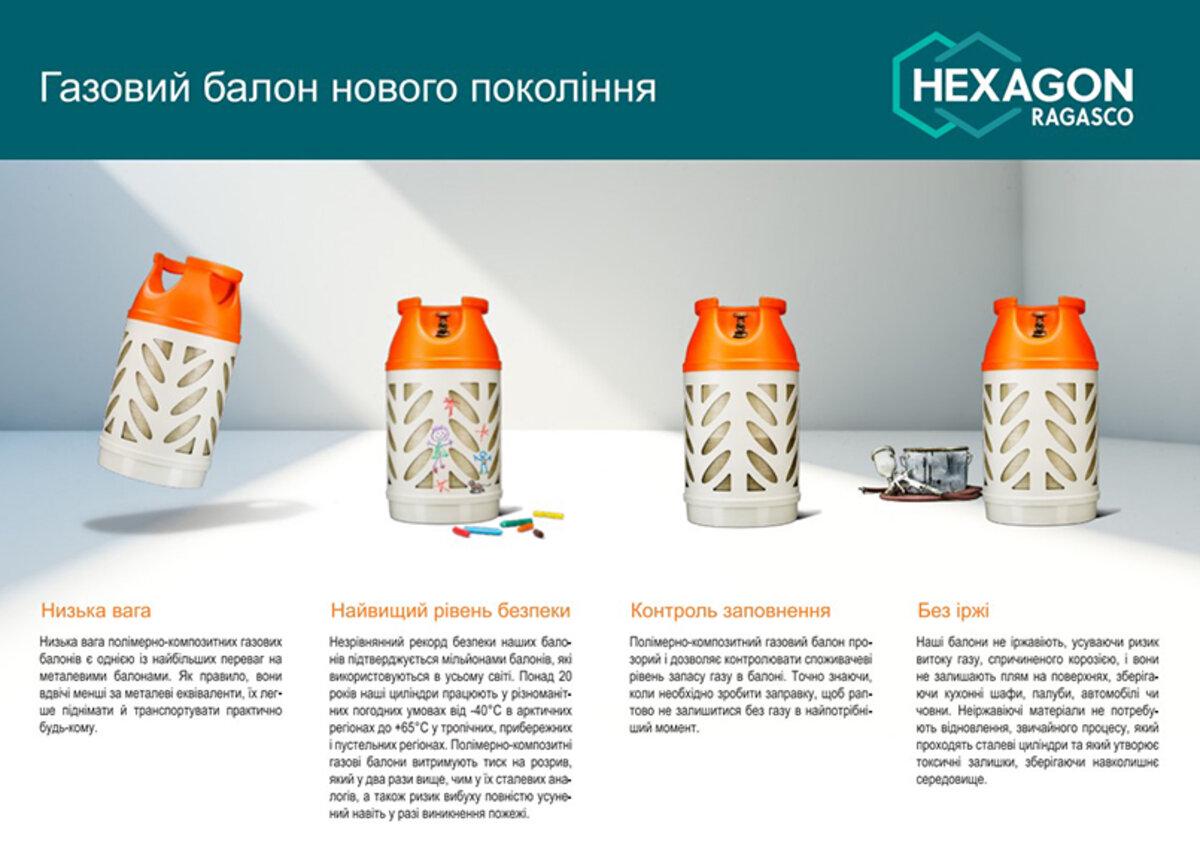 Балон газовий побутовий Hexagon Ragasco універсальний 12,5 л (HR12.5L) - фото 5