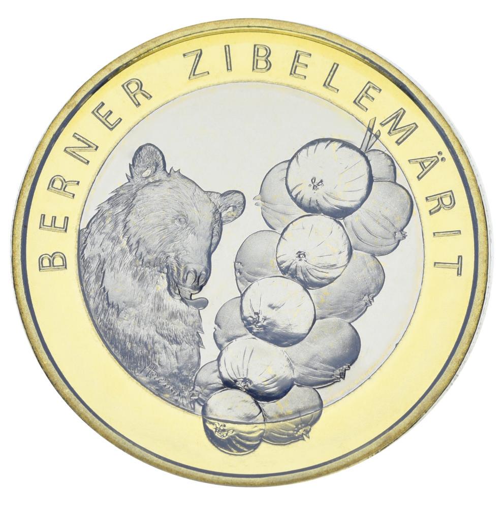Коллекционная монета Швейцария 10 франков 2011 Биметалл UNC Медведь Бернский луковый рынок (М23655)