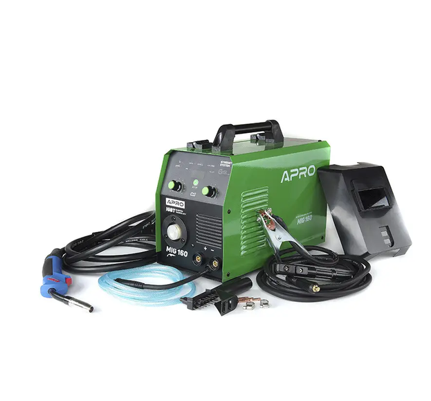 Сварочный полуавтомат Apro MIG-160 20-160 А MIG/MAG/MMA/TIG Lift проволока 0,6-1 мм катушка 5 кг кабели 2,5+1,5+3 м (894560)