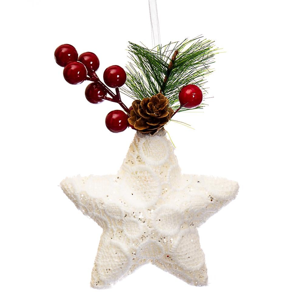 Игрушка на елку Elisey звезда Белый (NH-106-K-84)