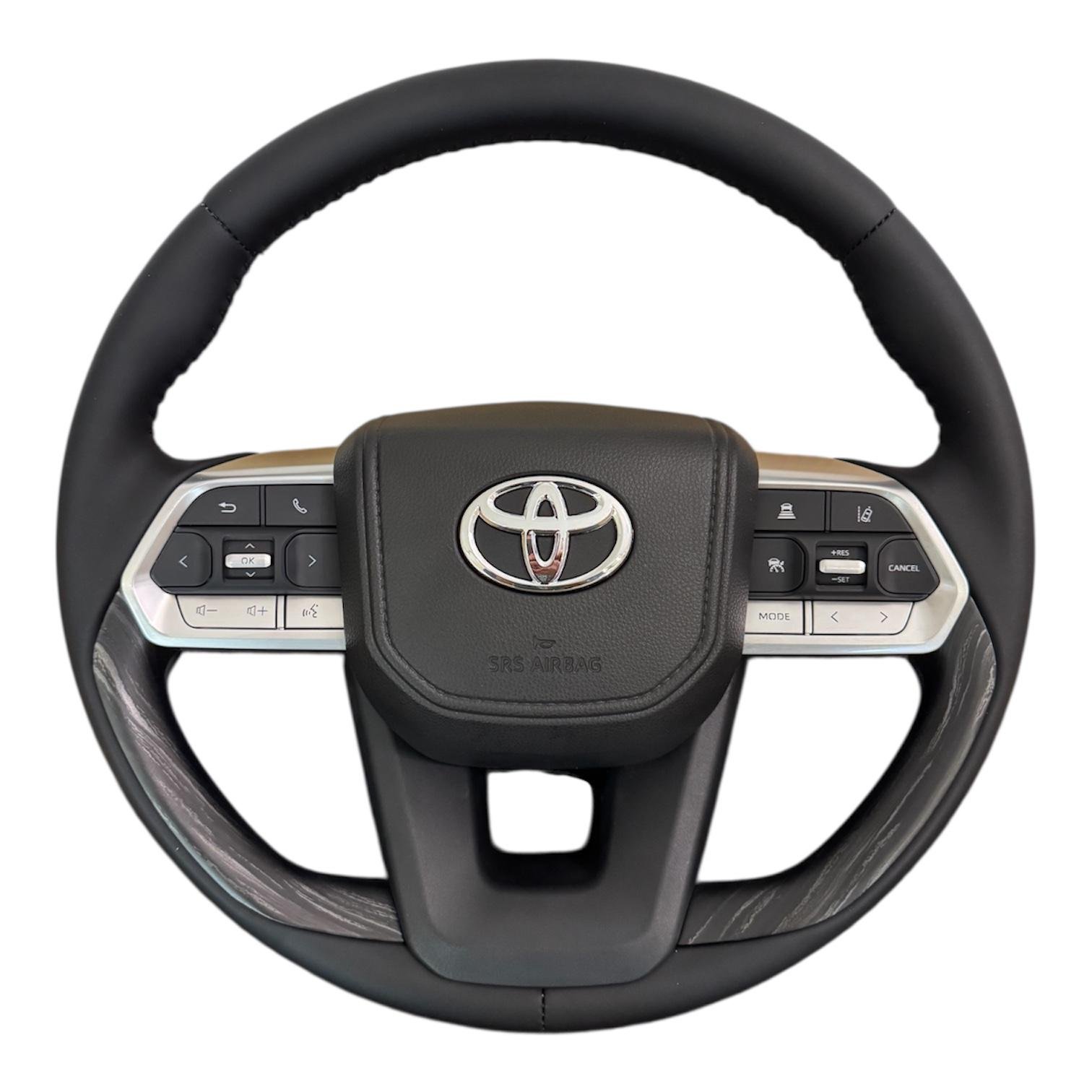 Руль для Toyota Land Cruiser 200/Prado 150 деревянные вставки в стиле LC300 логотип и кнопки хром (30486378)