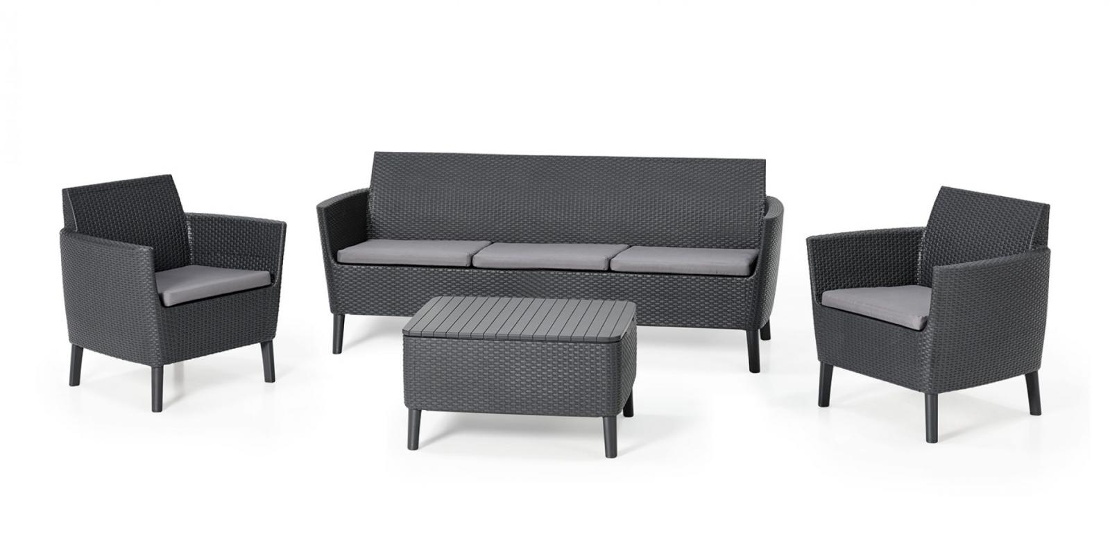 Комплект садових меблів пластикових Keter Salemo 3 seater set Графіт (238590)