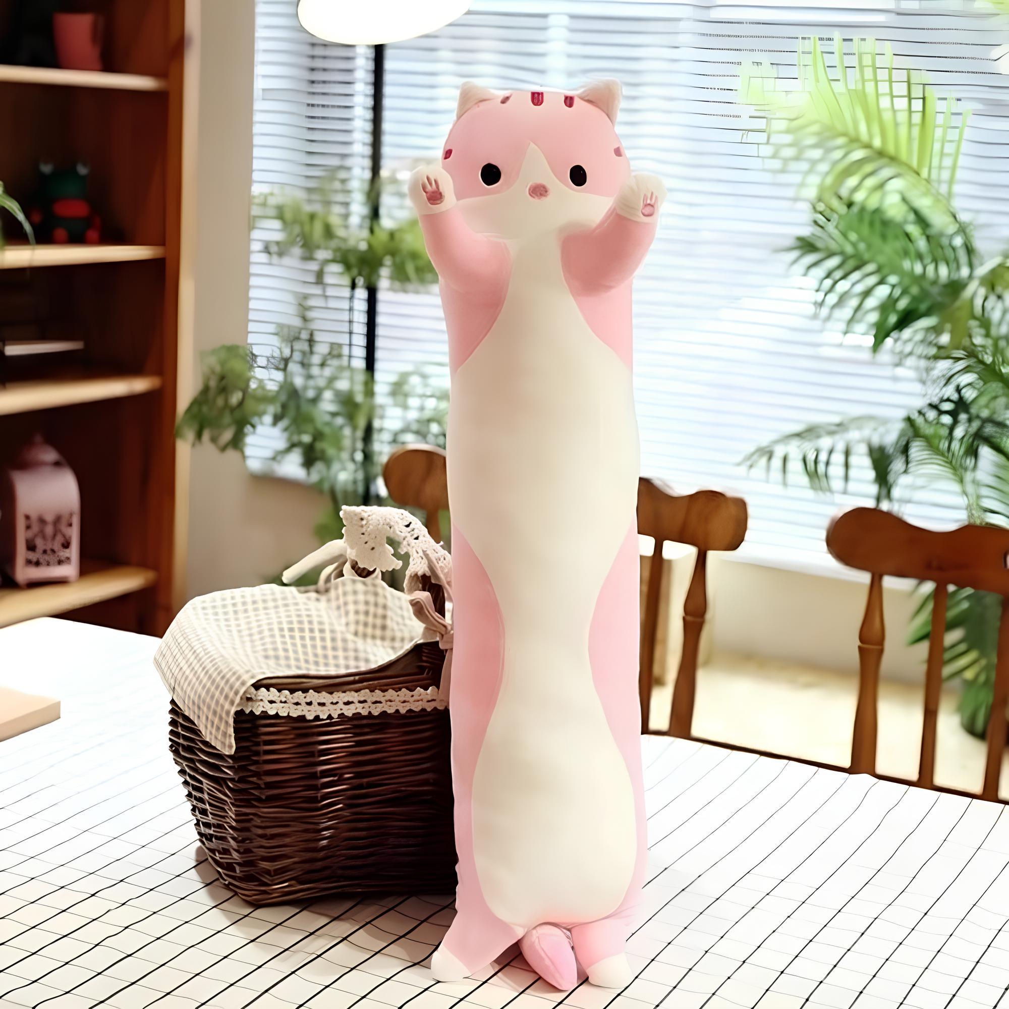 Мягкая игрушка-подушка для обнимашек Кот Батон 50 см Розовый