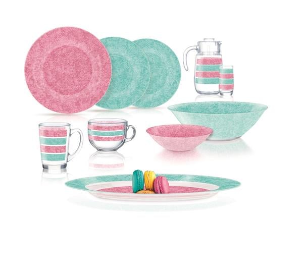 Столовий сервіз Luminarc AMB Stony Pink & Turquoise 46 пр. (Q4730) Столовий сервіз Luminarc AMB Stony Pink & Turquoise 46 пр. (Q4730)