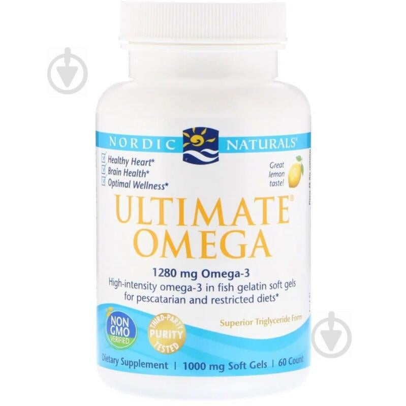 Рыбий Жир Nordic Naturals Ultimate Omega 1000 мг Вкус Лимона 60 мягких капсул