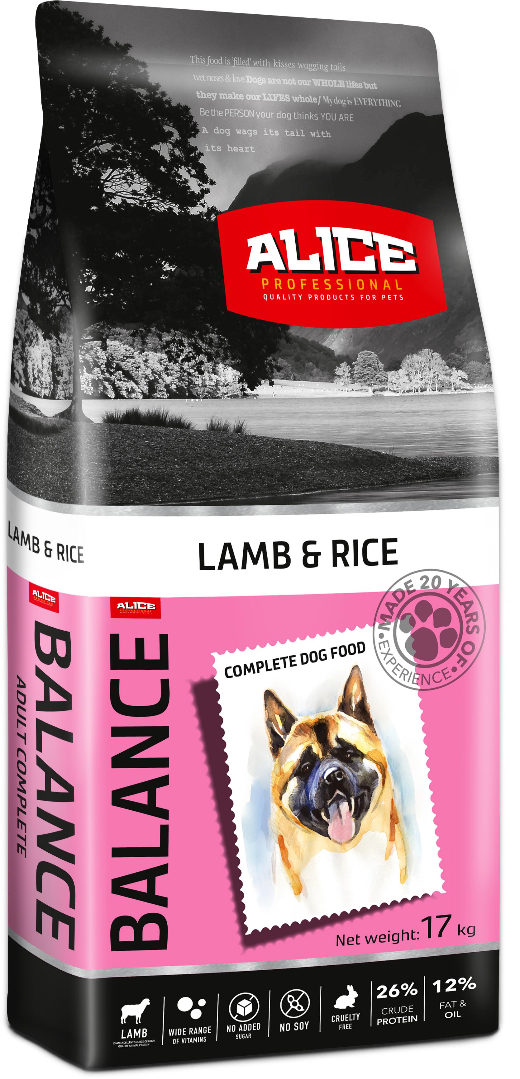 Корм сухий для собак ALICE Balance Lamb and Rice з ягнятком та рисом 17 кг (5997328300798)
