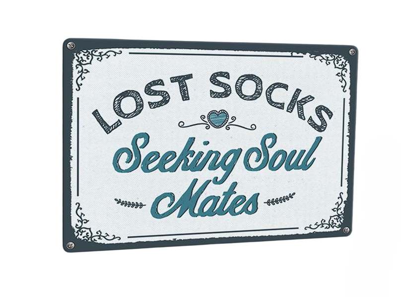 Табличка металлическая Lost socks 26х18,5 см (MET_20J024_WH)
