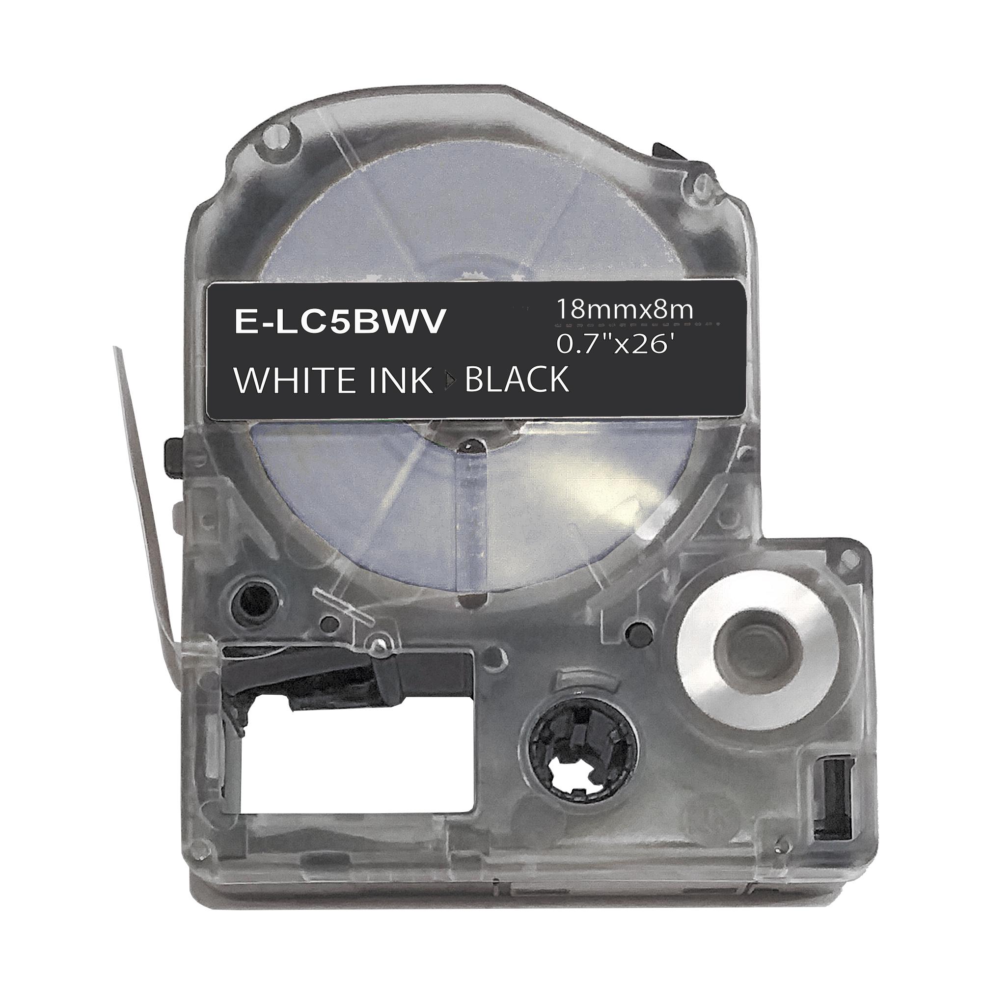 Стрічка для принтерів етикеток UKRMARK E-LC5BWV сумісна з Epson універсальна 18 мм х 8 м Білий на чорному (LC5BWV)