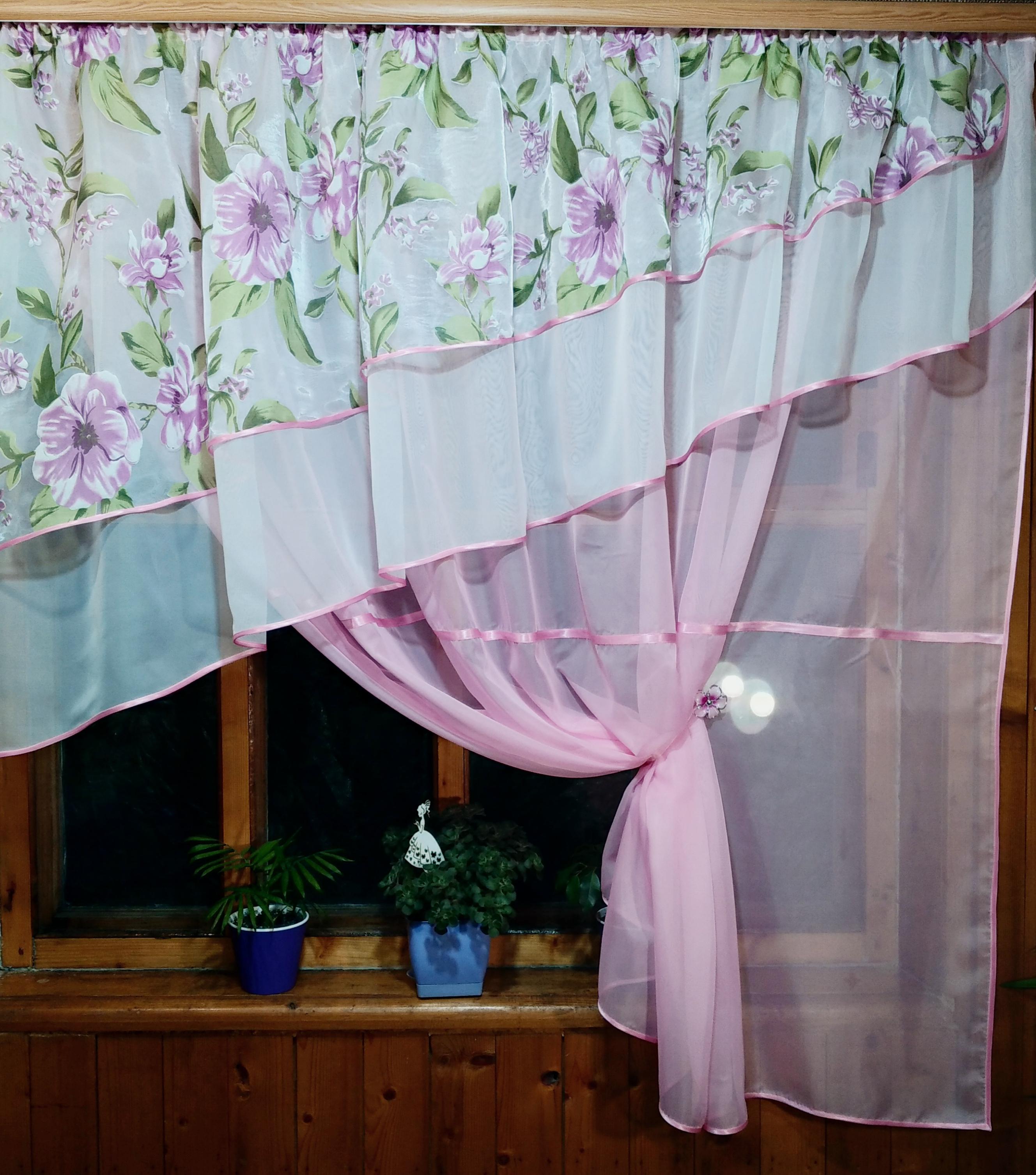 Занавеска кухонная готовая короткая Алия Розовый/Яблочный - фото 4 Занавеска кухонная готовая короткая Алия Розовый/Яблочный - фото 4