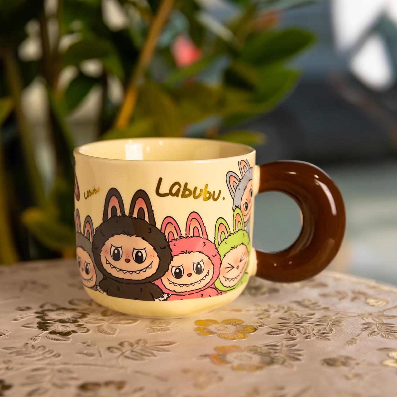 Кружка фарфоровая LABUBU Pure Happines 400 мл Бежевый (FM-21C)