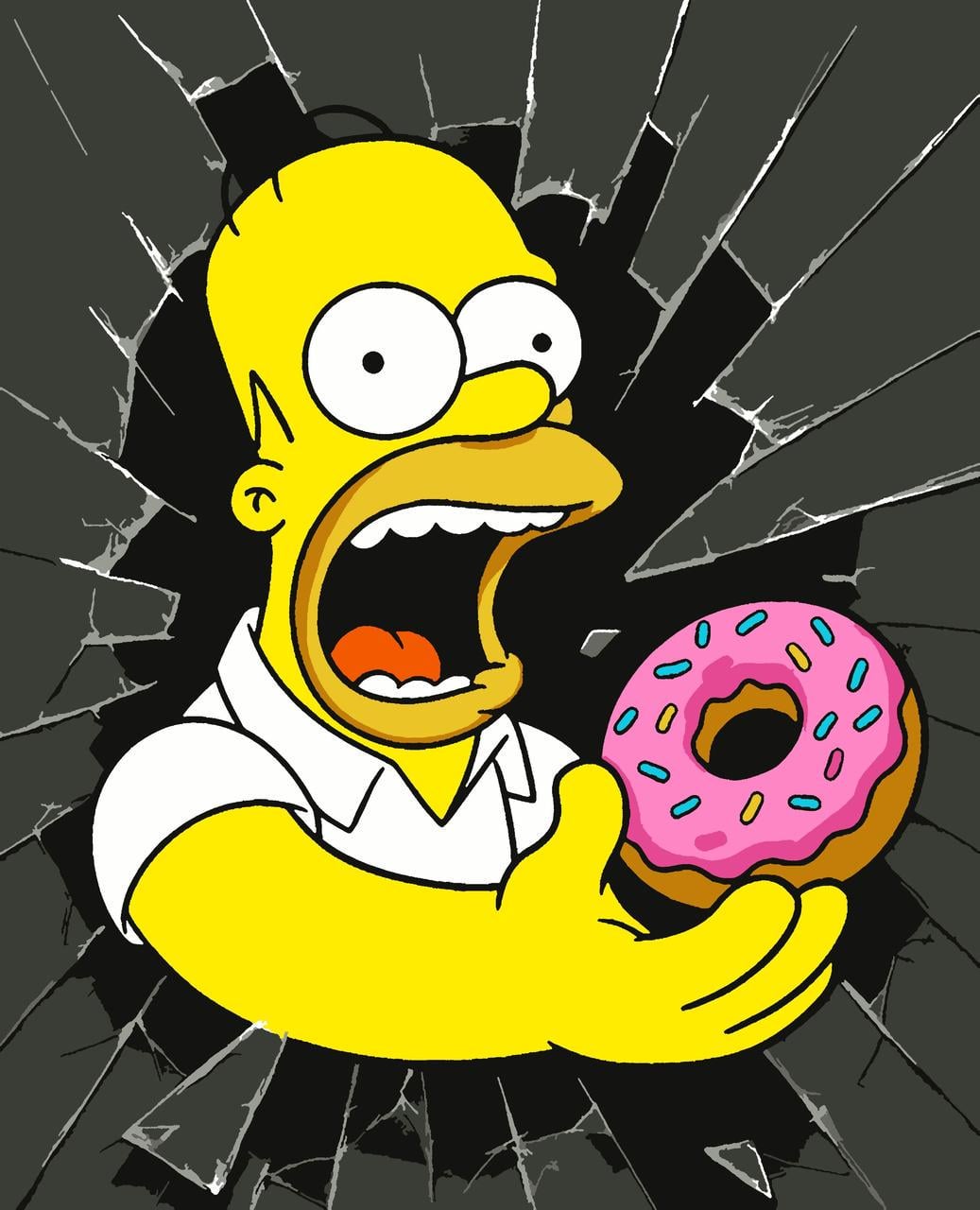 Картины по номерам Artissimo PNX2019 Гомер с пончиком холст на подрамнике 50x60 см (2794356890)