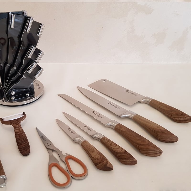 Набір ножів кухонних Unique UN-1833 wood нержавіюча сталь з підставкою 9 пр. (23793743) - фото 9 Набір ножів кухонних Unique UN-1833 wood нержавіюча сталь з підставкою 9 пр. (23793743) - фото 9