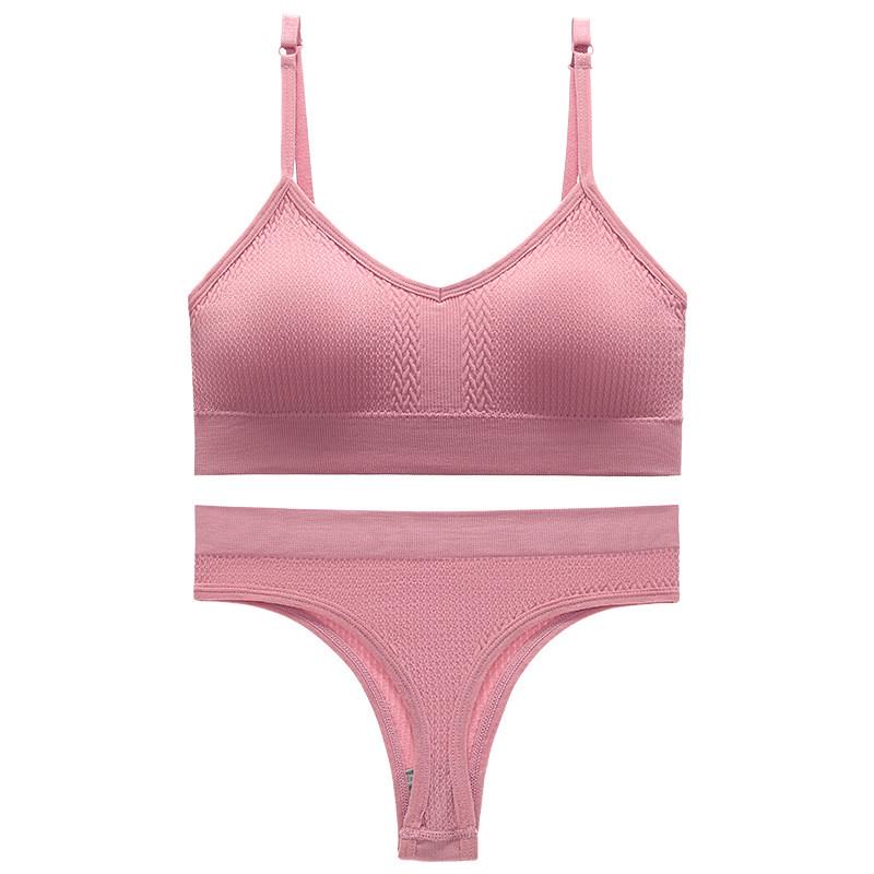Комплект нижньої білизни жіночої Lesko 6608# Косичка труси та топ S Рожевий (27639501) - фото 2