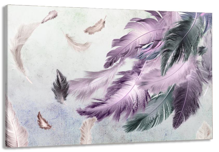 Картина на холсте в гостиную/спальню Абстракция Перья 30х60 см (MLP_253)