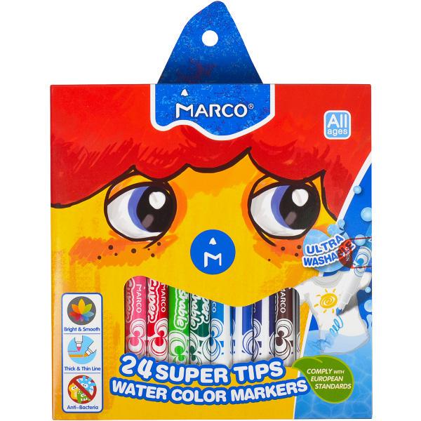 Фломастеры водозмывные Marco Jumbo Super Washable 24 цвета тонкие