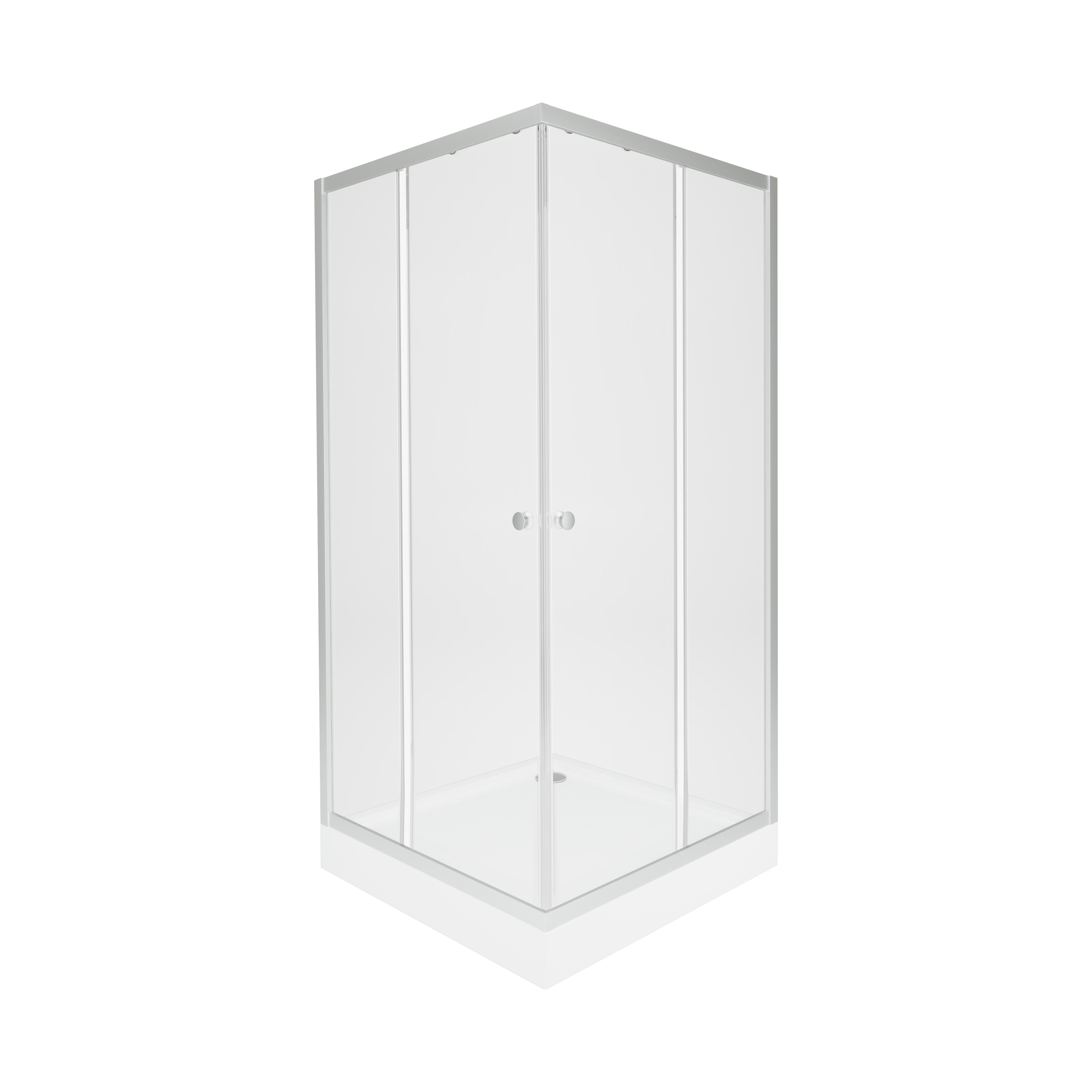 Набор Qtap душевая кабина Presto CRM1088SC5 Clear 2020х800х800 мм с поддоном Tern 308812C 80x80x12 см с сифоном