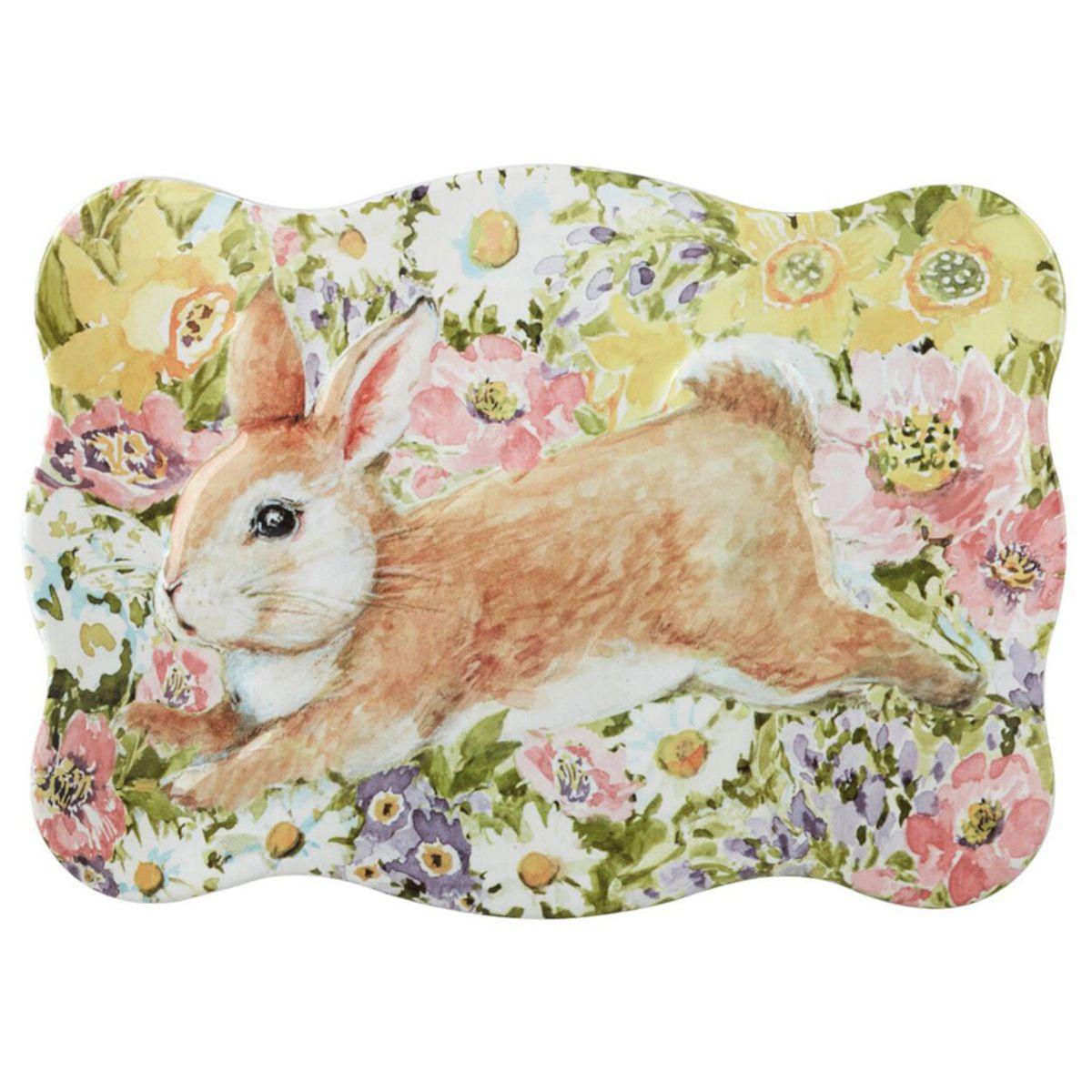 Блюдо Certified International з хвилястими краями Великодній сад керамічне 36х25х3 см Різнокольоровий (41266)