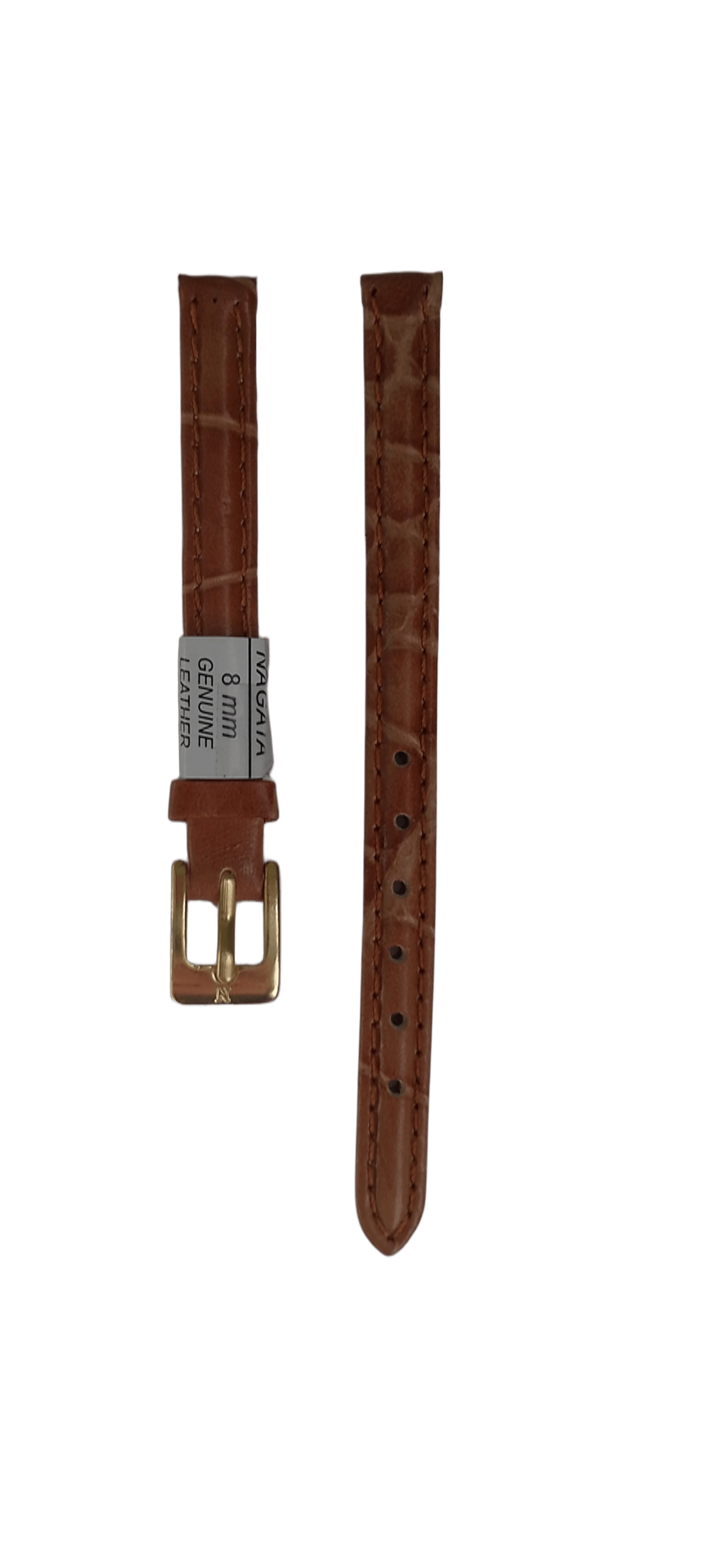 Ремешок для часов кожаный крокодил 8х150 мм Светло-коричневый (2457В)