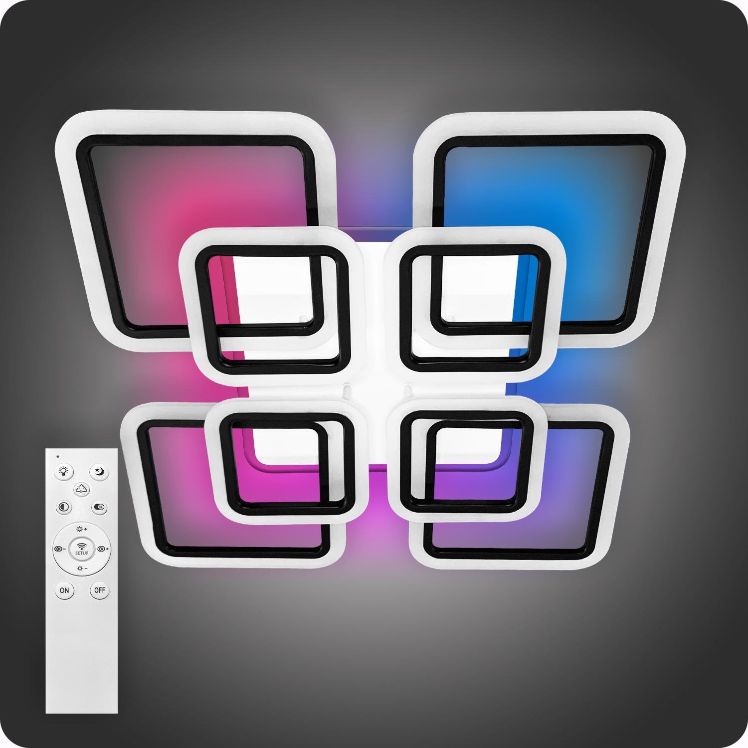 Люстра світлодіодна 517 Light 3color з пультом 192 Вт Чорний (02109)