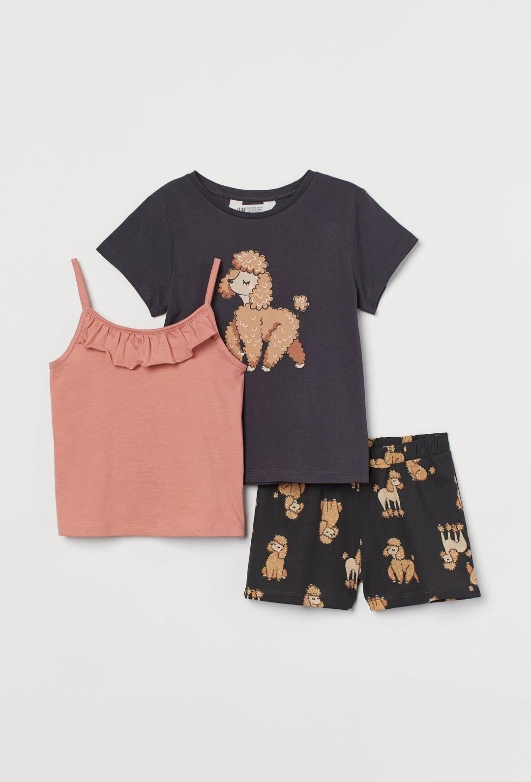Комплект дитячий літній футболка/шорти і топ для дівчинки H&M 122-128 см Різнокольоровий (250122061A)